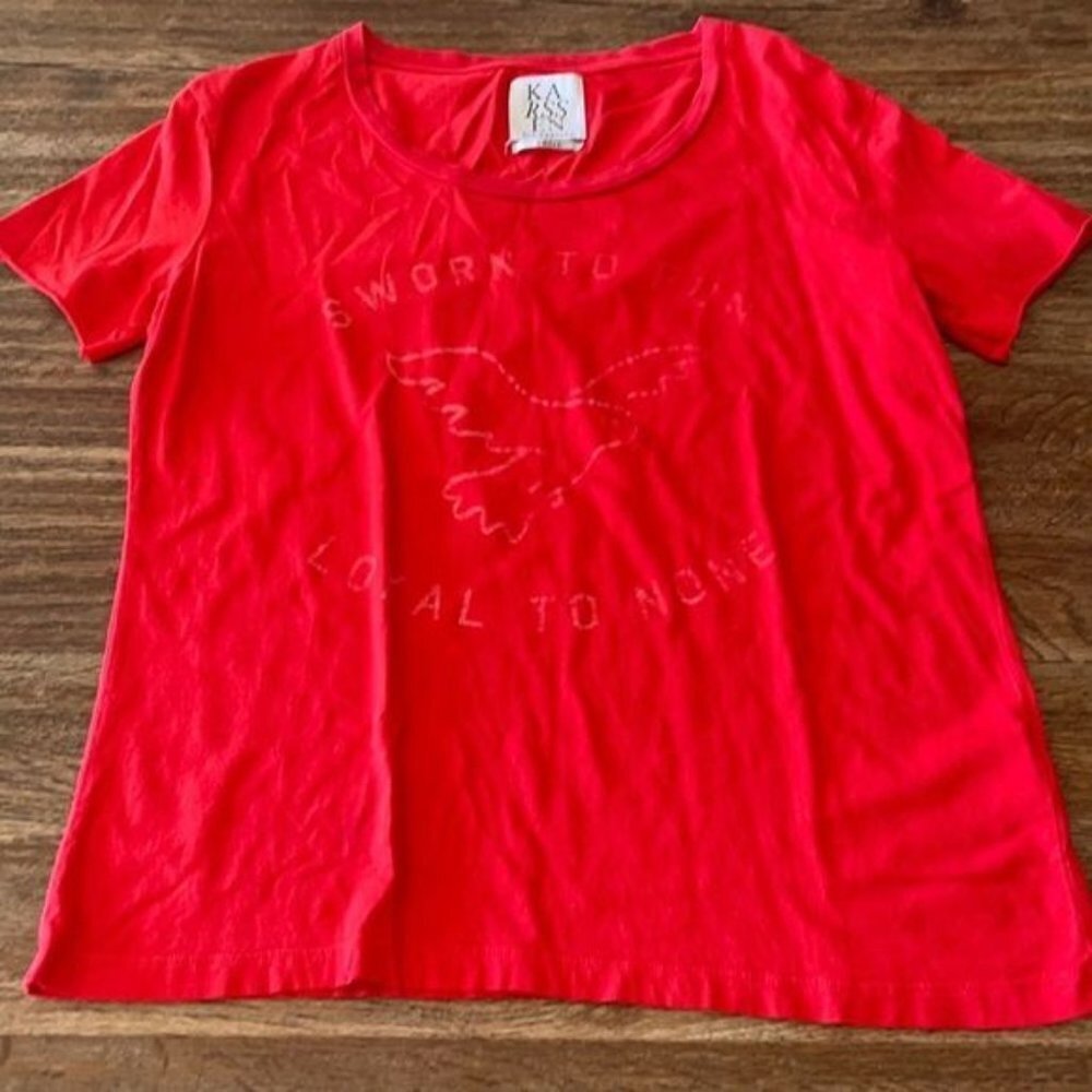 Zoe karrsen small red tee Euc sworn to fun loyal to none